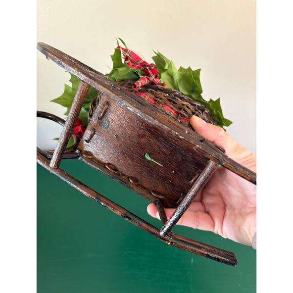 3PC Kitsch Old-Fashioned Christmas Decor Sled Reindeer Sleigh - Picture 7 of 8